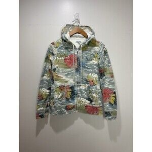 Lucky Brand Hoodie Women M Hawaiian Floral Tropical Full Zip Sweatshirt VTG Y2K